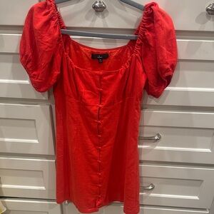 Lulu's Red Puff Sleeve Mini Dress